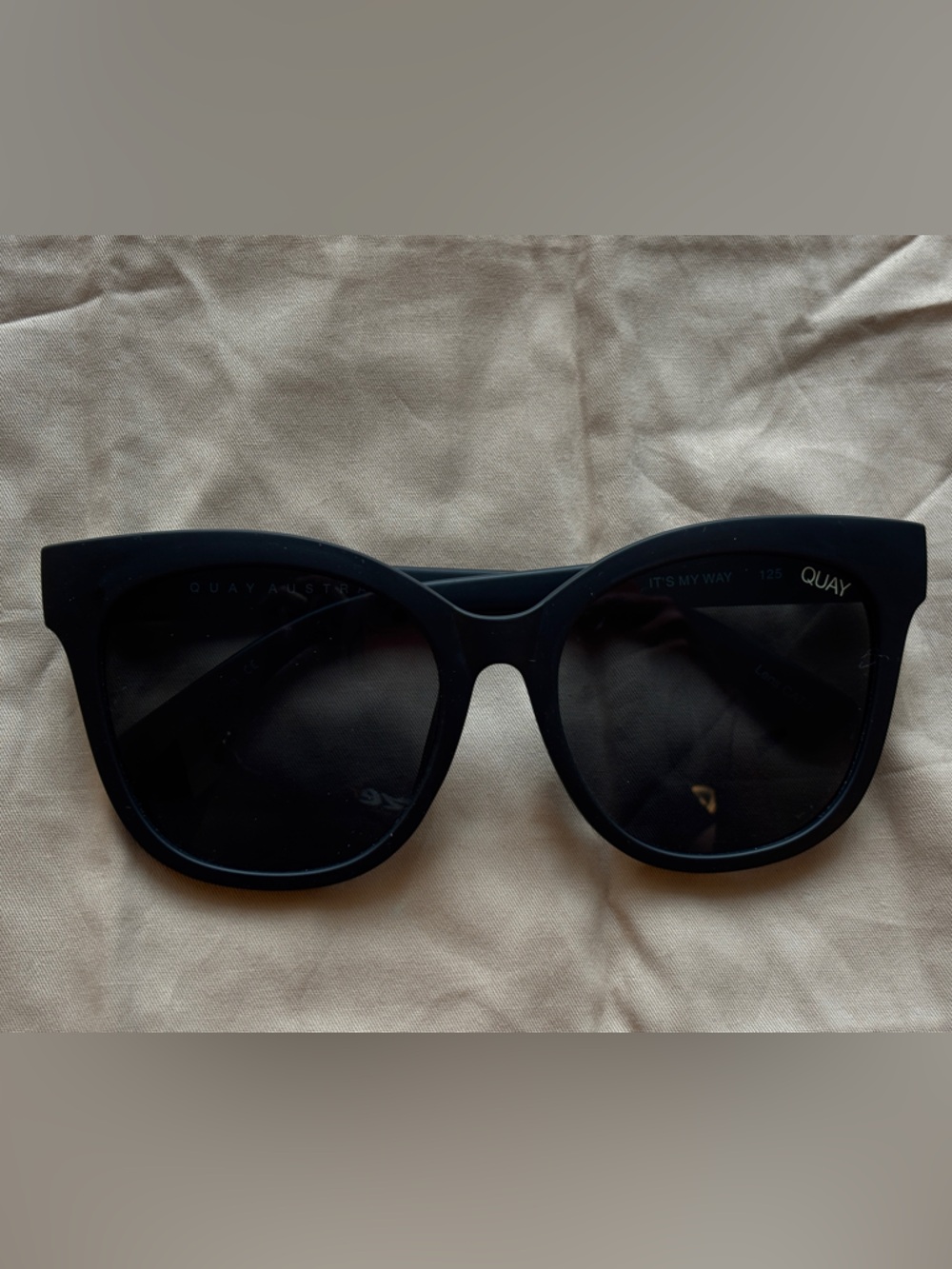 Quay Australia Matte Black Oversized Cat Eye Sunglasses